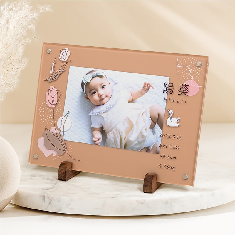 proofy / 2way メモリアルフレーム 出産記念品 ベージュ/チューリップ 横